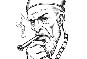 Simple American traditional style pope smoking meth out of pipe tattoo idea