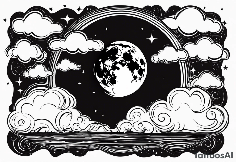 A moon with clouds with the date of 12/25/1995 tattoo idea A moon with clouds with the date of 12/25/1995 tattoo idea