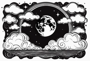 A moon with clouds with the date of 12/25/1995 tattoo idea