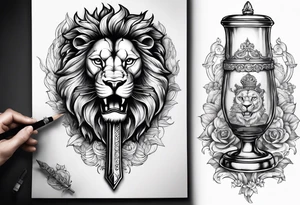 Dutch lion with sword in one hand and a beaker in the other tattoo idea