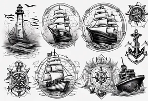 Nautical scene sunken ship tattoo idea