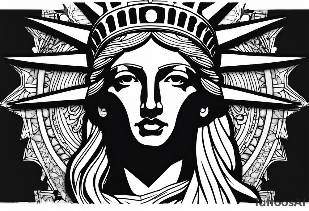 Sexy statue of liberty face with crown tattoo idea