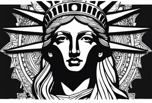 Sexy statue of liberty face with crown tattoo idea