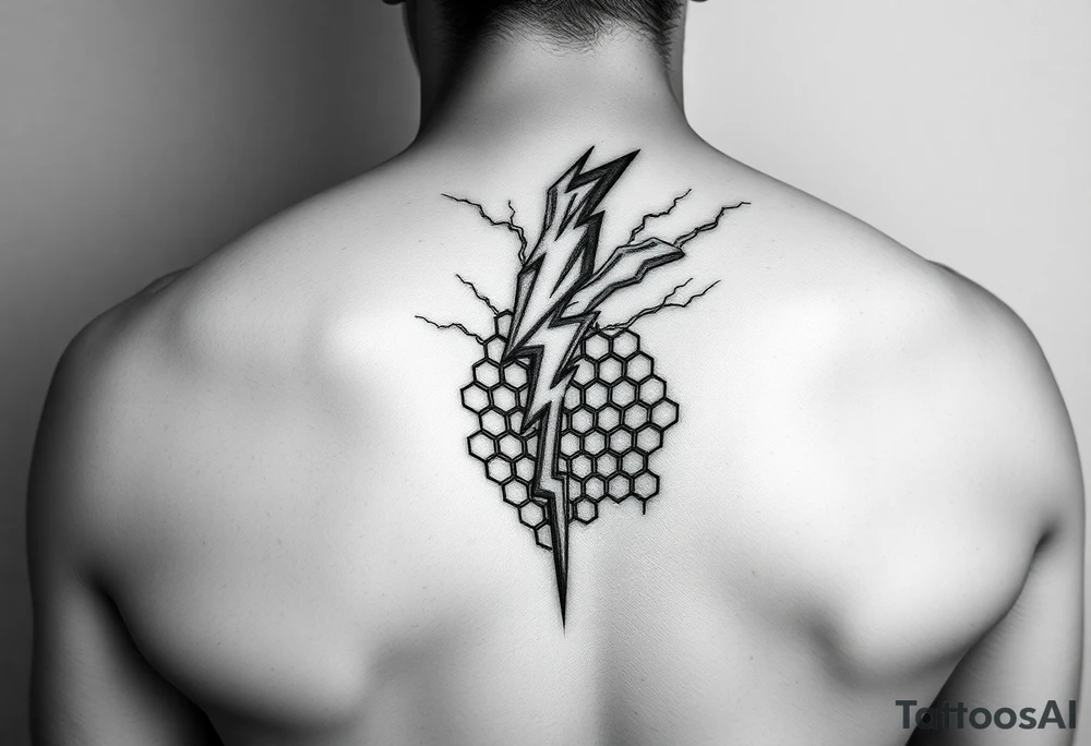 Tattoos with lightning and honeycomb pattern tattoo idea