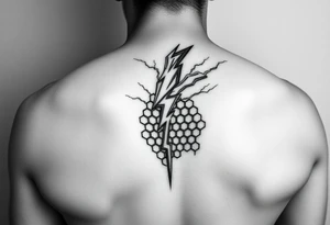 Tattoos with lightning and honeycomb pattern tattoo idea