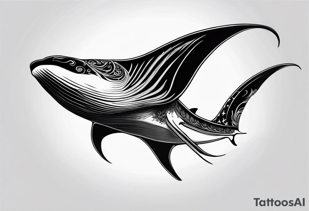 Cite manta ray swimming like flying tattoo idea