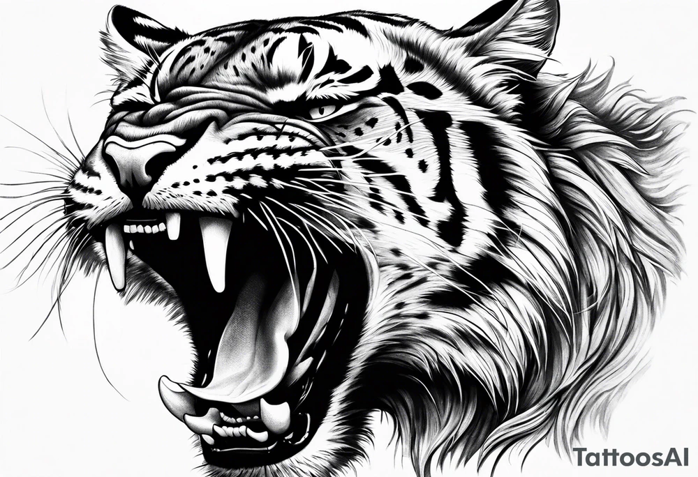 big cat growling tattoo idea