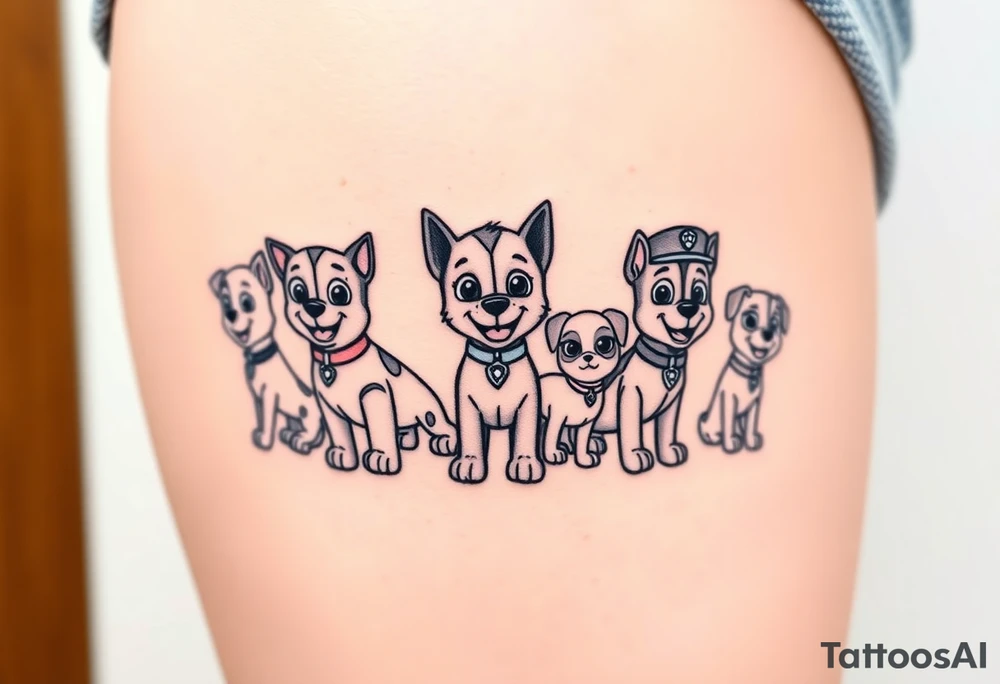 full squad of paw patrol tattoo idea
