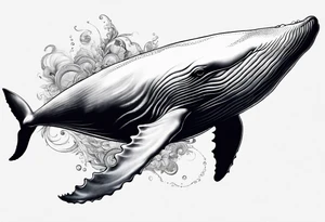 Very clean whale without background color, include also a turttle also with no background color tattoo idea