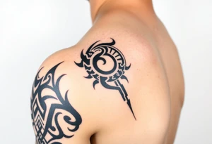 Half sleeve Big dark tribal spiraling down the arm to the elbow with lightning coming off the ends tattoo idea