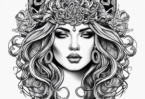 beautiful but mysterious looking woman portrayed as medusa tattoo idea
