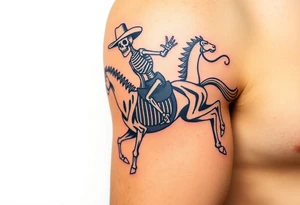 cowboy skeleton riding a skeleton horse, tattoo idea