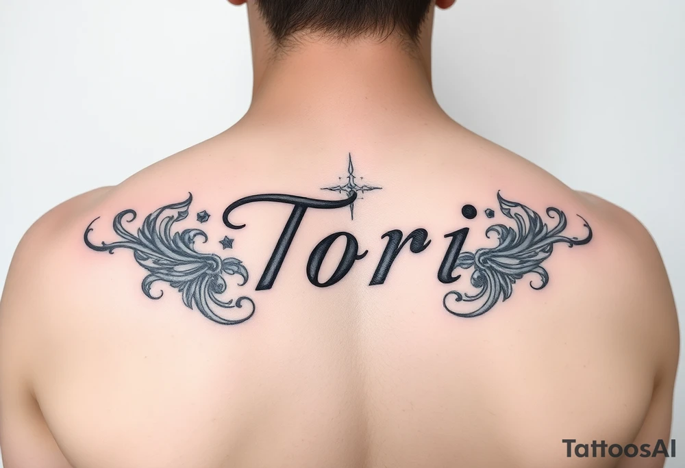 Name Tori with designs tattoo idea