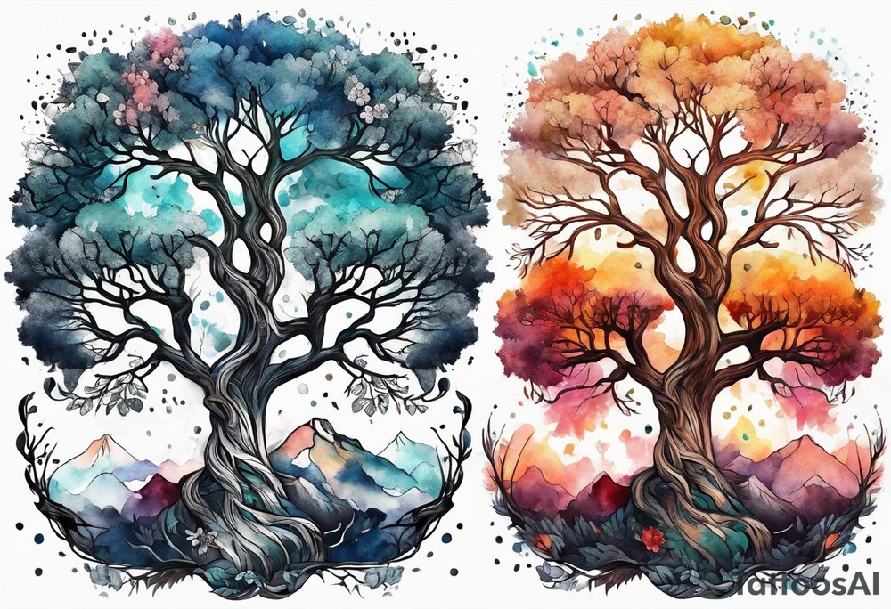 single tree of life season tattoo idea