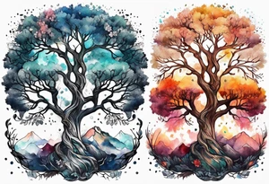 single tree of life season tattoo idea