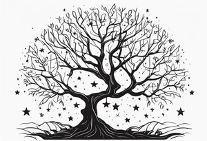 poison tree with no leaves and stars tattoo idea
