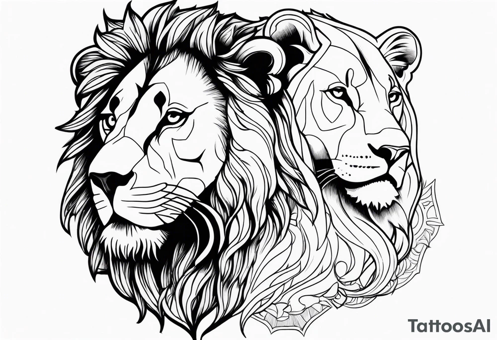 lion and lioness tattoo idea