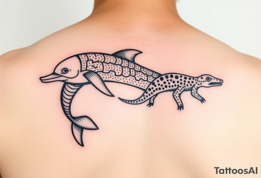 aboriginal indigenous - 2 tribes dolphin and sand goanna. Sibling symbols 2 females 1 male. Water ways dot art tattoo idea