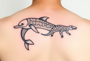 aboriginal indigenous - 2 tribes dolphin and sand goanna. Sibling symbols 2 females 1 male. Water ways dot art tattoo idea