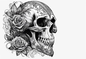 saber tooth skeleton body tattoo idea