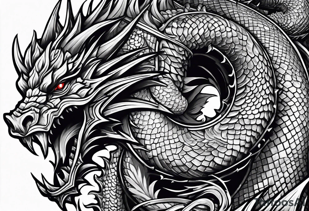 knight and dragon tattoo idea