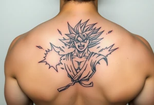 legendary dragonball z scene with energy aura and power effects tattoo idea