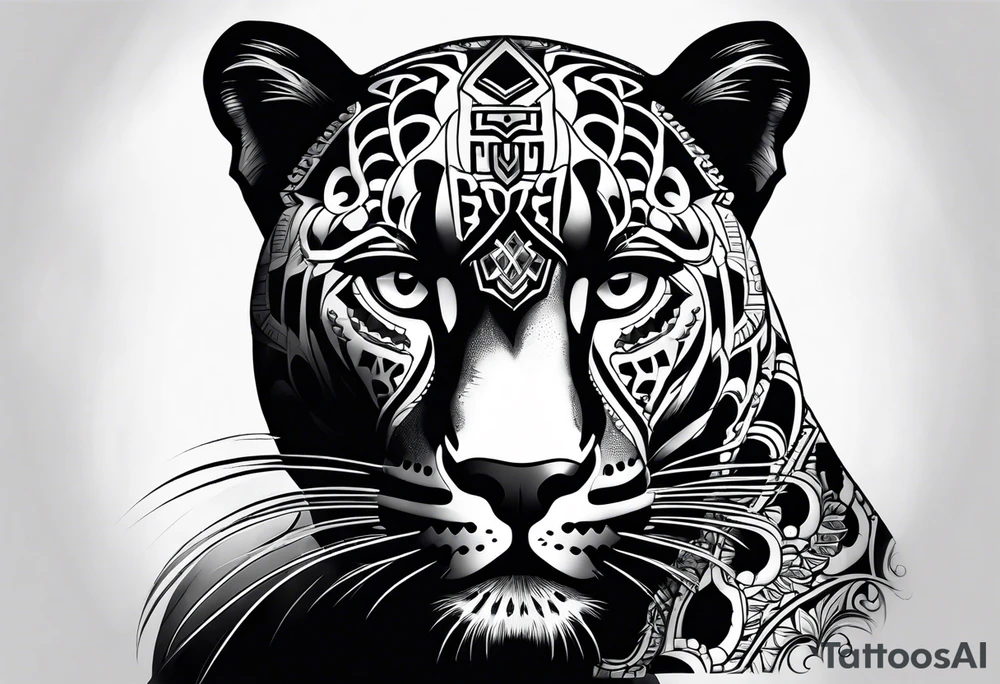 aztec black jaguar sitting tattoo idea
