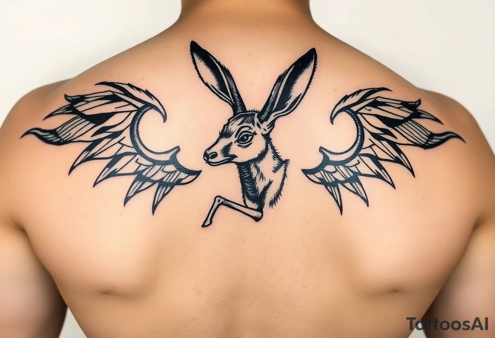 tribal, low detail jackelope tattoo idea