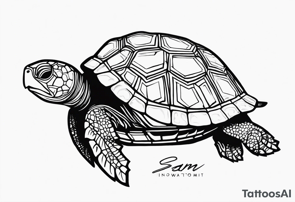 potawatomi turtle with the name sam incorporated into thje shell design tattoo idea