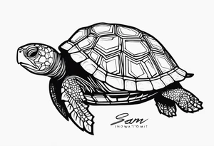 potawatomi turtle with the name sam incorporated into thje shell design tattoo idea