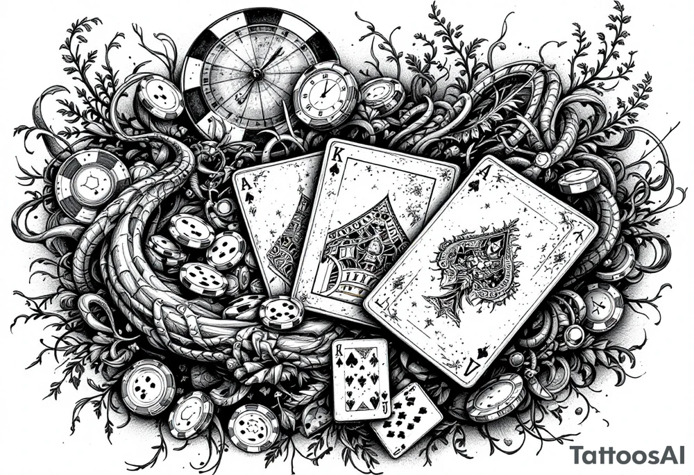 About casino with cards and games in casino tattoo idea