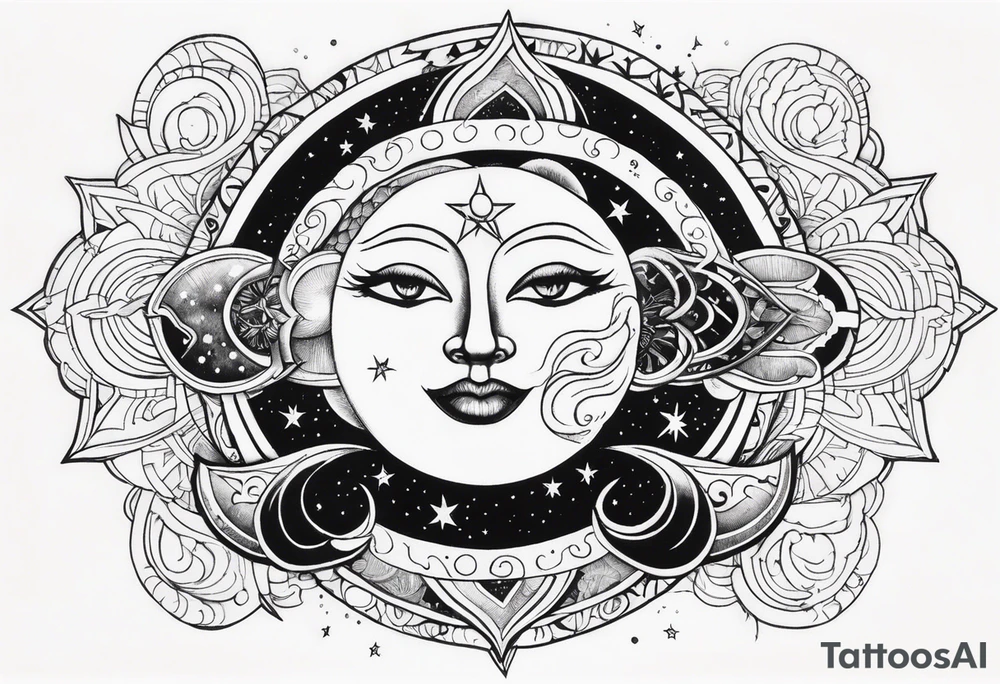 With all my heart and all my soul to the end of the universe To infinity and beyond.  sun and moon tattoo idea