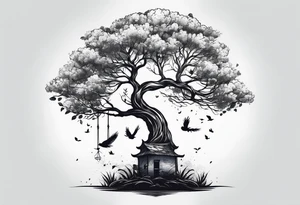 leave's tree flying away tattoo idea