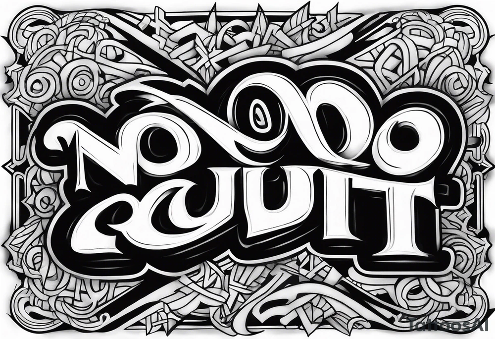 graffiti style "NO QUIT" text tattoo idea