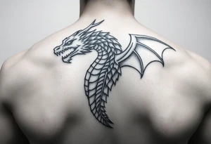 dragon tattoo full back medieval style black and white powerful tattoo idea