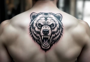 snarling bear face tattoo idea