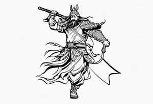 guan yu's quan dao on the back of the left forearm tattoo idea