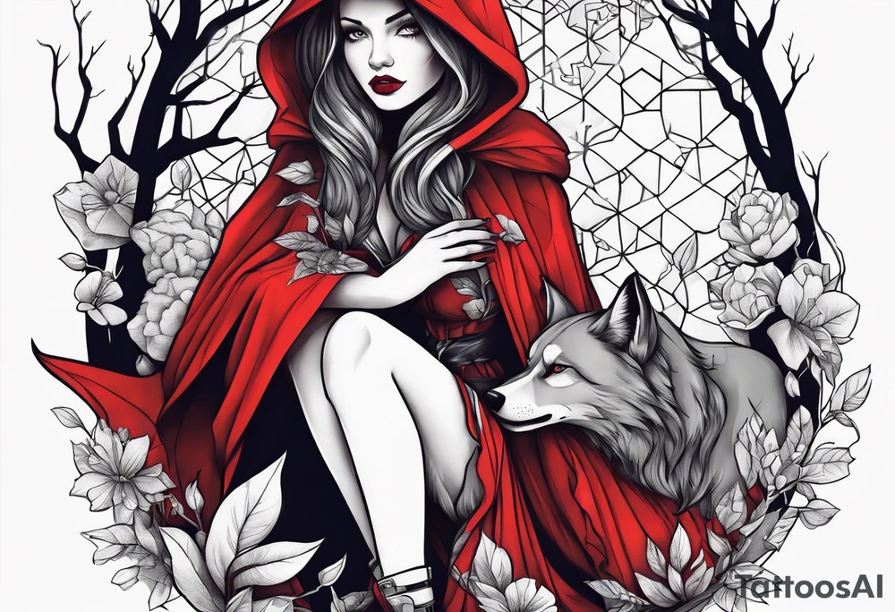 Red riding hood full thigh tattoo tattoo idea