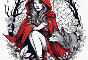 Red riding hood full thigh tattoo tattoo idea