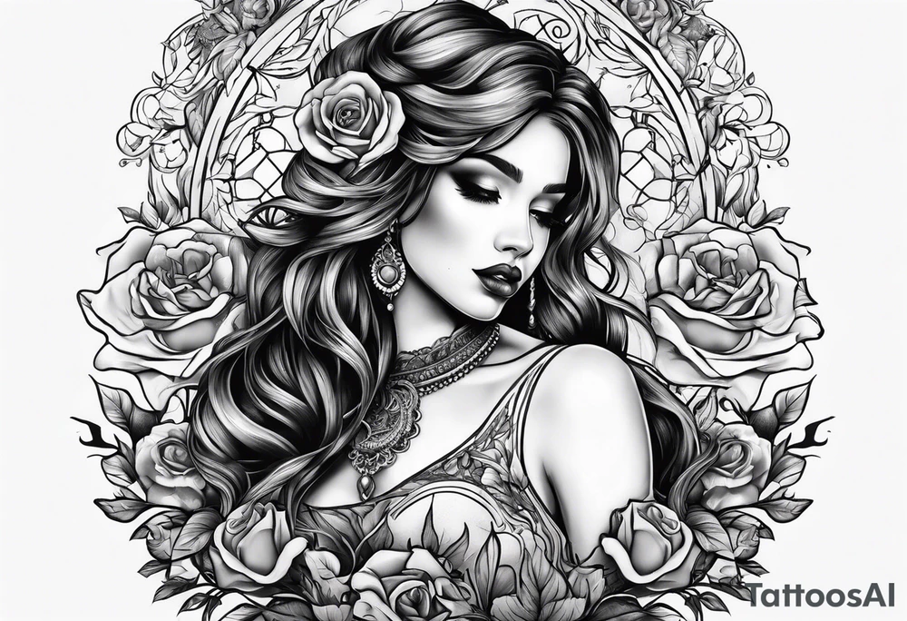 Girl falls in love with death tattoo idea