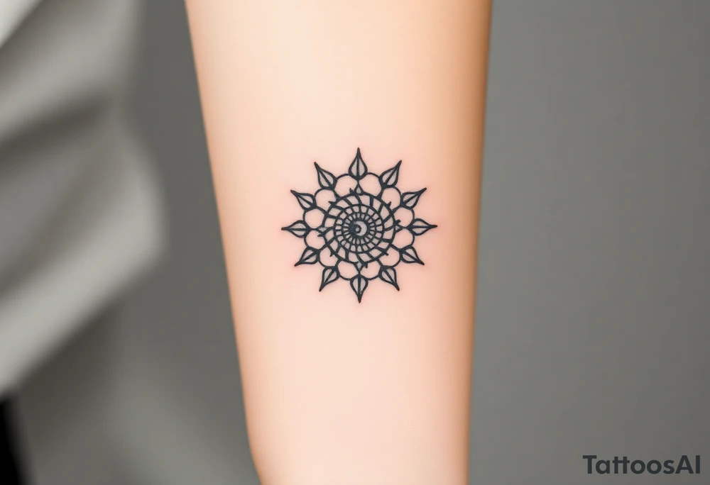 Fibonacci sun spiral shell tattoo idea