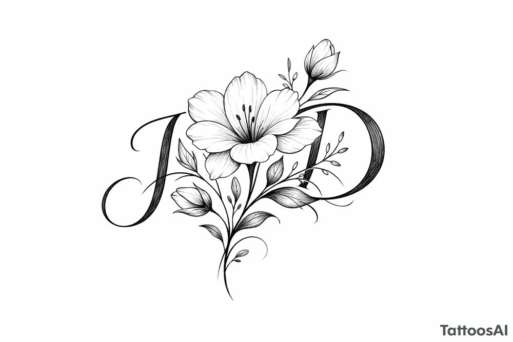 hide a J and D in a tatto of a flowers tattoo idea