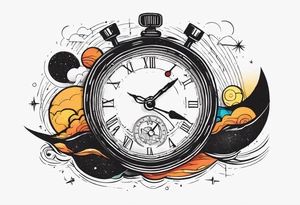 Combine elements representing time and travel. Use the words “I will follow you into the dark”. tattoo idea