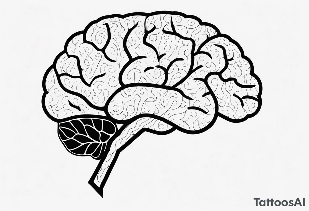 Picture of the outline of a brain with a letter I in it tattoo idea