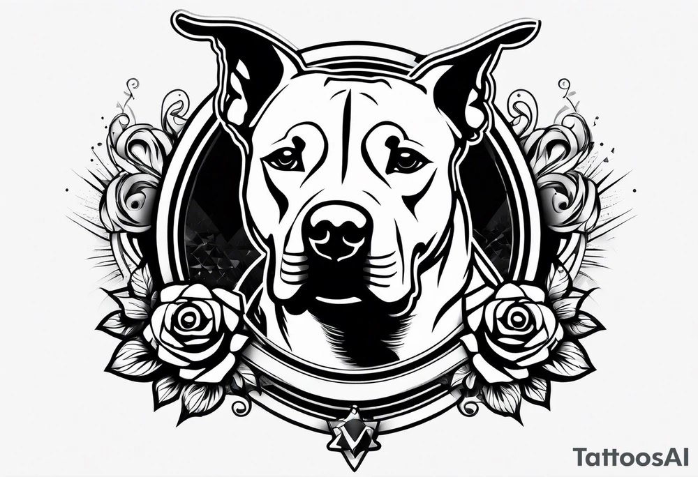 rock and roll punk rock pitbull tattoo idea