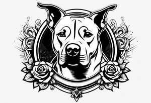 rock and roll punk rock pitbull tattoo idea