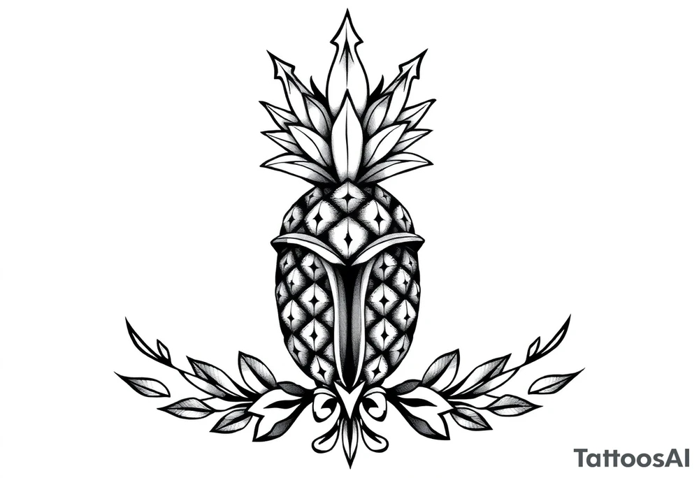 Majestic ,crown pineapple vagina and anus tattoo idea