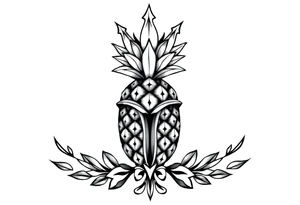 Majestic ,crown pineapple vagina and anus tattoo idea
