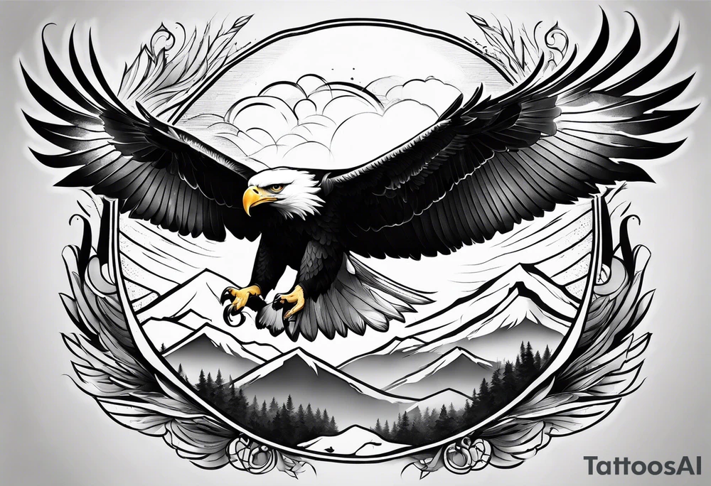 Majestic flying eagle tattoo idea