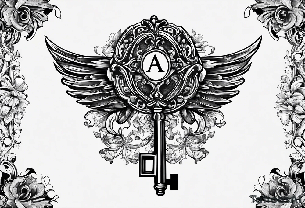 Simple vintage key for him, incorporate the letter a tattoo idea